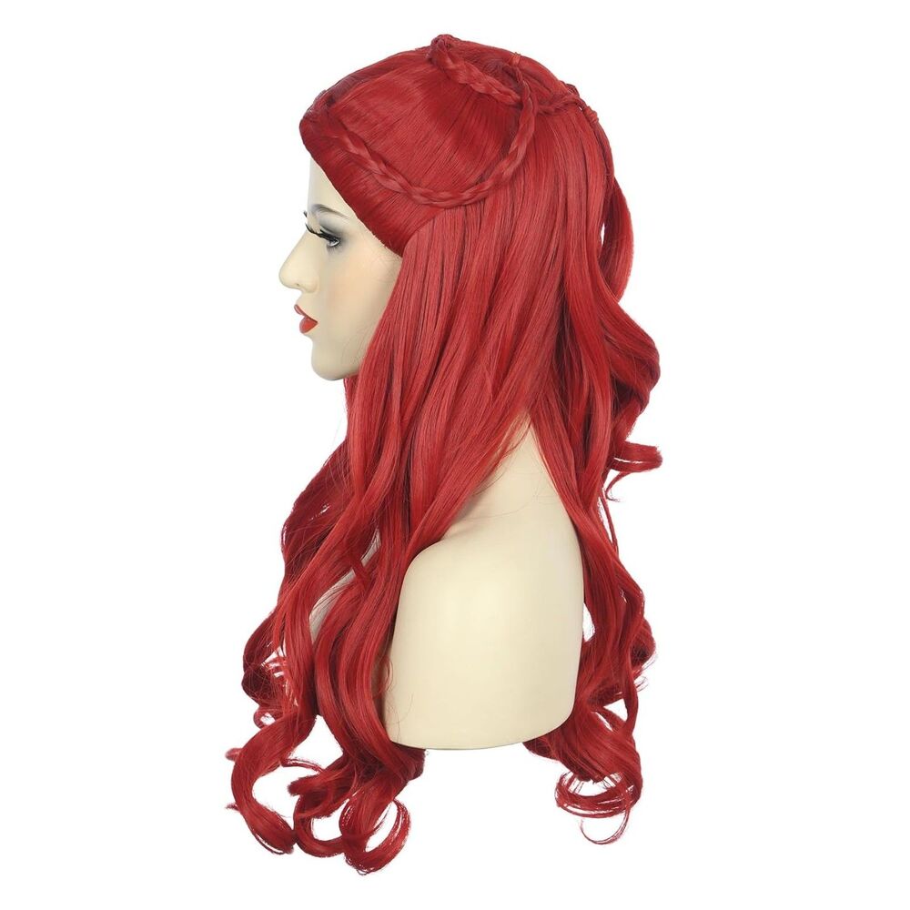 Long Red Wavy Curly Braided Cosplay Wig Adult Anime Kpop Halloween - Picture 5 of 10